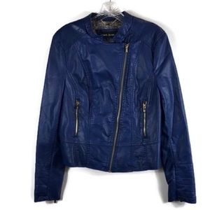 Black Rivet Moto Jacket Faux Leather Zip up Womens Size Large